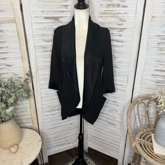 WILFRED | ARITZIA Women's Chevalier Open Front Jacket Satin Black Size 0 - Picture 14 of 16